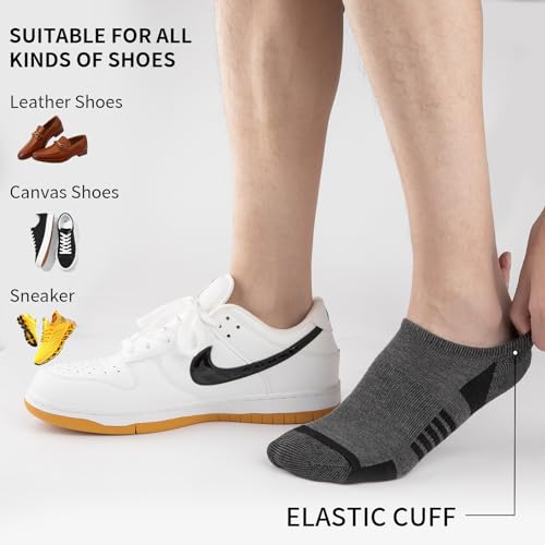 COOVAN No Show Mens Low Cut Short Socks Casual Invisible Loafer Flat Sock, Mens Athletic No Slip Grip Socks (7 pairs)4