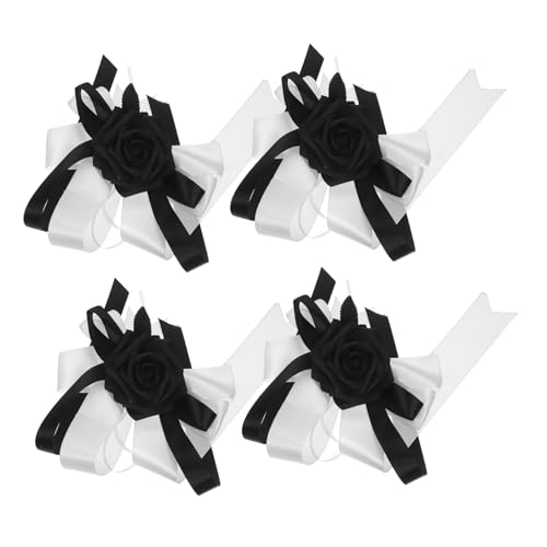 ULTECHNOVO 4 Pezzi Di Accessori Funebri Fiori Artificiali Nastri Archi Per Cerimonie Commemorative Fiori Commemorativi Funebri Artificiali Per Decorazioni Auto Per