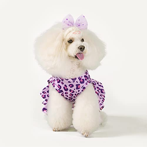 Image of CuteBone Two Piece Dog Sports Dress Athleisure Leopard Print Puppy Pink Skirt Lightweight Small Dogs Girl Clothes Cat Apparel SPS01S