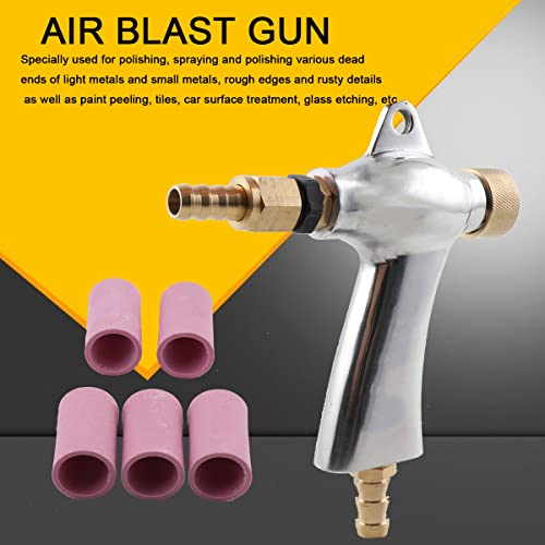 Lfhelper Sand Blaster Gun Kit Air Sandblaster Gun Blasting Gun for Replacement Sandblasting Cabinet, Sand Blasting Cabinet Machine Kit Accessories with 5 Ceramic Nozzles