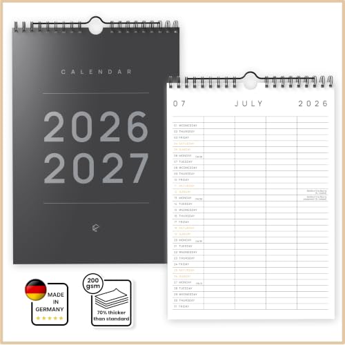 18-Month Family Calendar 2026-2027 July 2026 to December 2027 4 Column Family Planner Couple Calendar A4 Portrait Wall Calendar for Home Office & School