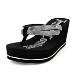 Juicy Couture Wedge Platform Flip Flop: High-Fashion, Soft Beach Sandal, Thong-Style Slide, Unwind Black, 5 UK