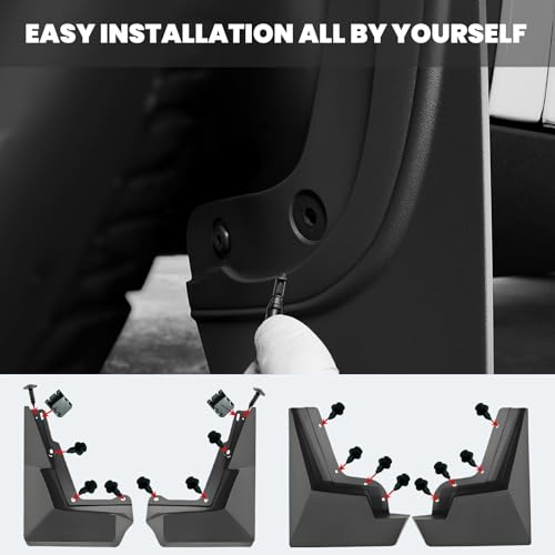 Image of Mud Flaps Compatible with Tesla Cybertruck 2024+ | No Drilling, All-Weather Splash Guards for Front & Rear | Full-Surround Protection, Winter Mud and Dirt Defense (Set of 4)