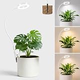LORDEM Grow Lights for Indoor Plants, 2 in 1 Full Spectrum Plant Light with 360Β° Gooseneck, 48 LEDs, Auto Timer 6/8/12/16H, 3 Lighting Modes,5 Brightness Levels for Small Plants, 1 Pack White