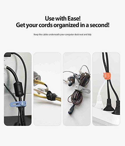 Ringke Cable Tie Silicone (15 Pack) Colorful Reusable Holder Strap Organizer Management For Fastening Cable Cords And Wires #TOP5