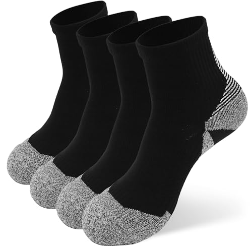 Mens Compression Sicks Athletic Quarter Socks Moisture Wicking With Cushion Running Ankle Socks For Men 2pair