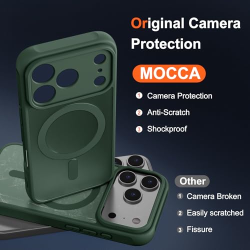 Image of MOCCA Strong Magnetic Compatible with iPhone 17 Pro Max Case [Compatible with Magsafe] [Full Camera Protection] Slim Translucent Matte Shockproof Phone Case Cover,Midnight Green
