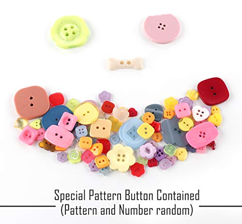 ilauke 1200 pcs Colorful Buttons, Mixed Colors Resin Craft Buttons with 10 pcs Colored Wires for Crafting, Sewing, Handmade Project, Manual Button Painting, 2 and 4 Holes(0.7-3 cm)