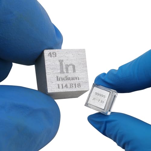 UpGBRF Element Cube Density Cube Metal Cubest Specimen Solid Metal Indium Periodic Table Cube, Side Length 1cm