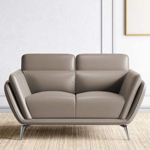Image of LEGACY OF COMFORT Marcello Faux Leather 2-Seater Sofa - Elegant Seating Solution for Living Rooms, Hotels, and Offices (Light Brown)