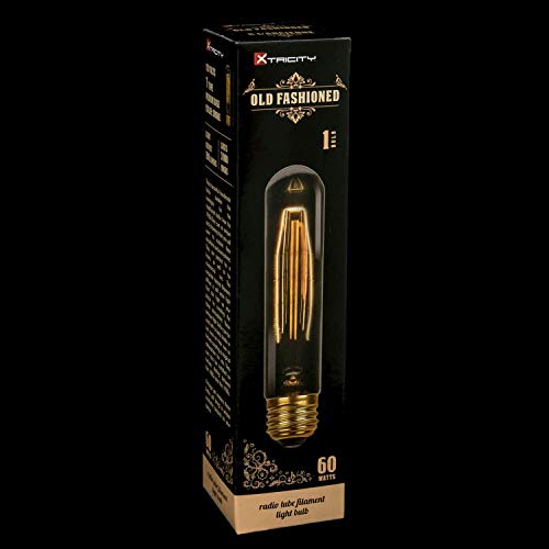 T9 Vintage Incandescent Amber Filament Bulb, Radio Tube, Edison Style, 60W, 200 Lumens, E26 Medium Base, Dimmable (4 Pack) #TOP3