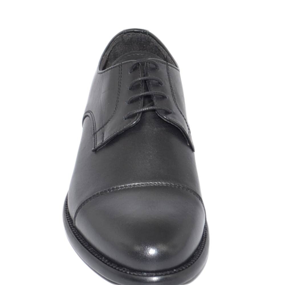 Scarpe Uomo Stringate Mezza Punta Vera Pelle Nappa Nero Made in Italy Fondo Antiscivolo Vero Cuoio Cerimonia Elegante