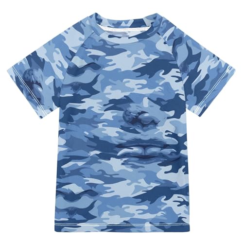 Camouflage Blue Bathing Suit Girls UV Protection Volleyball Shirts Swimwear Beach Tops 3T