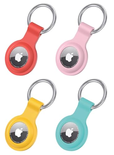 shiningwell 4 Pack Airtag Case Keychain Holder - Colorful Shockproof Silicone Cover with Key Ring for Apple Airtag Accessories (Pets/Kids/Keys)(Orange+Pink+Yellow+Mint Green) shiningwell 4 Pack Airtag Case Keychain Holder - Colorful Shockproof Silicone Cover with Key Ring for Apple Airtag Accessories (Pets/Kids/Keys)(Orange+Pink+Yellow+Mint Green)