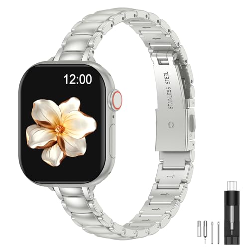 MioHHR Thin Metal Bands Compatible with Apple Watch Band 49/46/45/44/42mm by MioHHR - Used condition - US$19.32