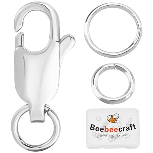 Beebeecraft 1 caja de 6 cierres de Pinza de Langosta de Latón Chapado En Platino Collar Pulsera Joyería Cierres de Plata con Anillos de Salto para Hacer Joyas Collar Pulsera Bricolaje (12.(118) in)