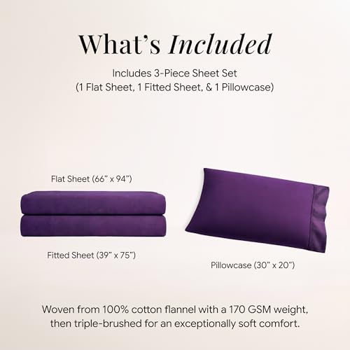 Image of Tribeca Living Twin Triple-Brushed Cotton Flannel Sheet Set, Purple
