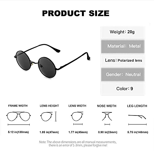 Image of Red Lens Circle Glasses Small Round Polarized Sunglasses for Women Men Retro Hippie Style Circle Sun Glasses