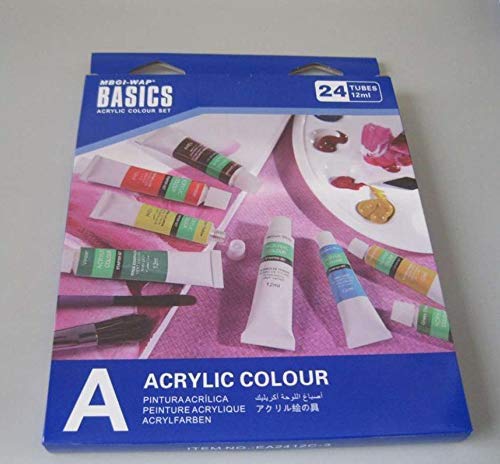 Pittura Acrilica, Colori Acrilici, Vernice Acrilica per Dipingere a Colata su Tela, Vetro, Carta, Legno, Ceramica e Sassi, 12ml/12Pezzi+2 Pennelli...