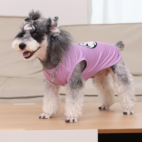 Image of CuteBone Dog Shirts 2-Pack Soft Pet Clothes Breathable Summer Vest for Small Puppy and Stretchy Cat Apparel