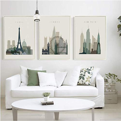 Toile Peinture Imprimer Ville Art Moderne, Impression Haute Définition Multi-Couleur