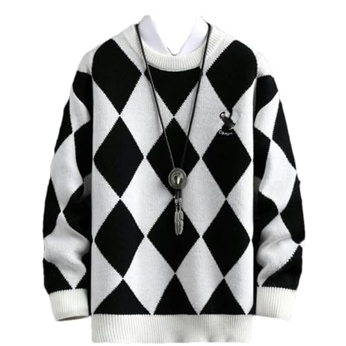 Winter Argyle Plaid Cashmere Sweater Men Thick Warm Mens Sweaters Pattern Pullover3