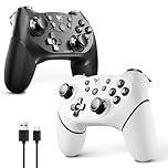AceGamer 2pcs Wireless Controller for Switch/Switch 2/Lite/OLED, Switch Pro Controller with Wake-up Function, Double Vibration/Turbo/Screenshot (Black and White)