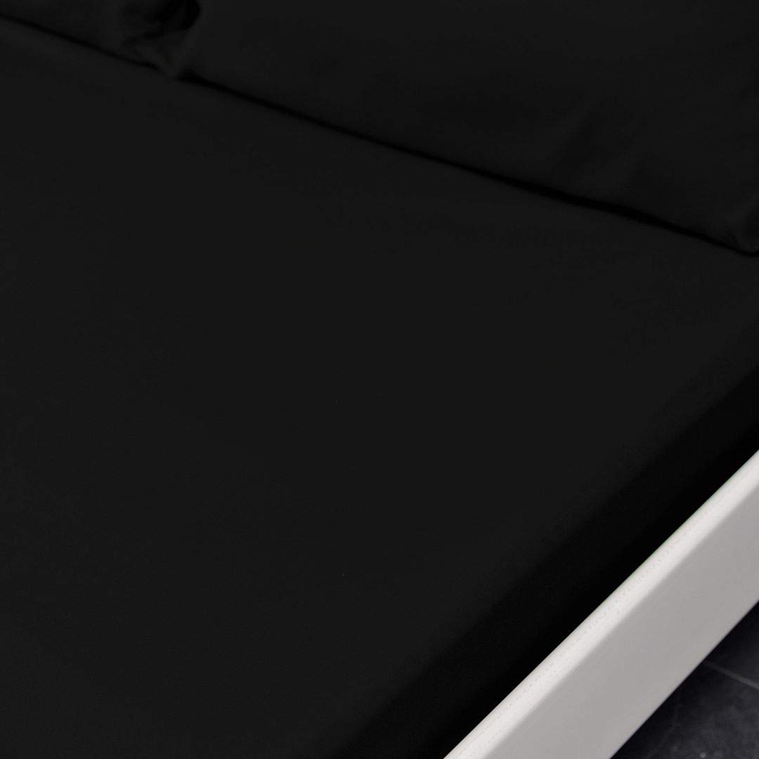 John Aird Microfibre Plain Fitted Sheet (Double, Black) โ image 1