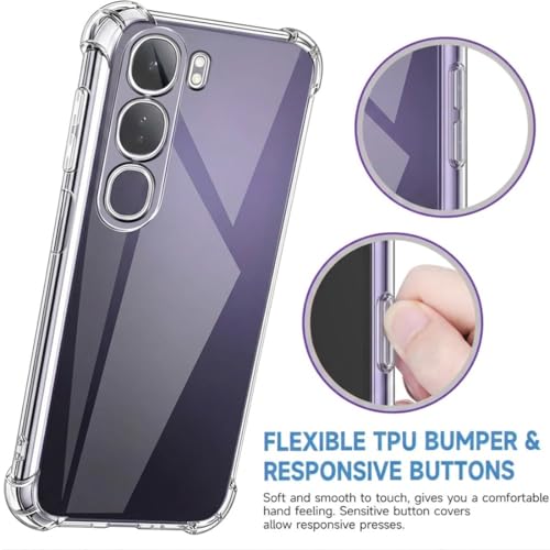 Image of Fashionury 3D Raised Transparent Crystal Clear Back Cover for Vivo Y400 5G | Shockproof Design | Anti-Slip Grip | Camera Protection | 360 Degree Protection Mobile Case