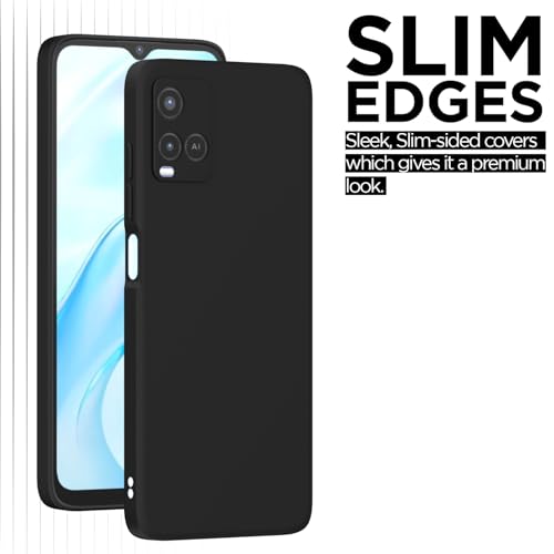 Image of Outlouders Back Cover for Vivo Y21 2021 / Vivo Y33s | Camera Protection | Durable Soft Matte Silicone Bumper Case (Black)