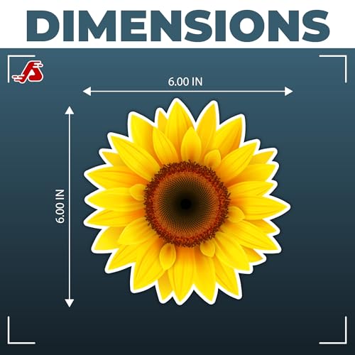 Image of Yellow Sunflower Decal Sticker for Car Indoor /Outdoor Vinyl Sticker Decal for Laptop | Motorcycle | Windows | Bumpers | Size: 6 inch