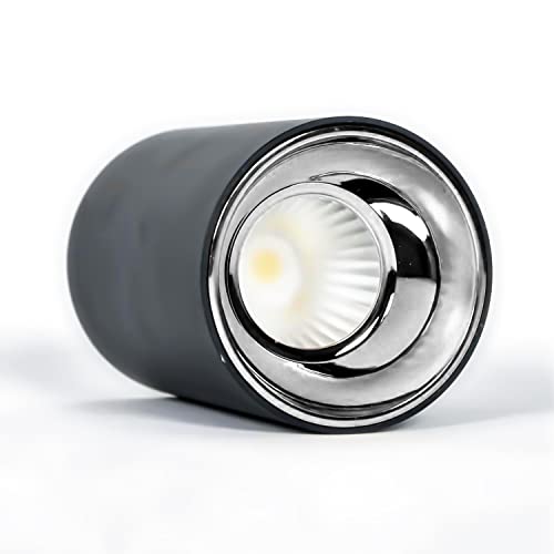 Image of Harold Electricals 12 Watt Black Body Antiglare LED Round Cylinderical Surface COB Spotlight | Ceiling Downlight for Home, Office, Indoor & Outdoor- Chrome Reflector (Neutral White) (Pack of 1)