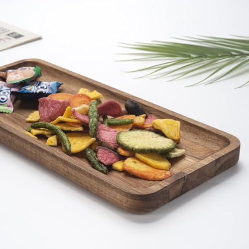 Image of Woodland Dreams Wooden Serving Platter /Tray, Handmade Multipurpose Coffee, Tea, Snacks, Breakfast, Food Platter, Modern Design Tray, Rectangular Platter for Home & Kitchen, 10X5 Inch, 1 Pcs