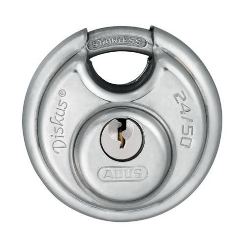 ABUS Cadenas Diskus 24IB/50 en Acier Inoxydable - avec Protection Circulaire de 360° - Serrure à Pendre pour Fortes Intempéries - 32123 - Niveau de...