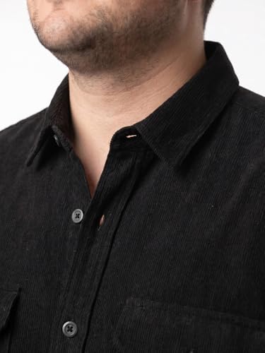 Image of Urbano Plus Men's Corduroy Full Sleeve Regular Fit Solid Overshirt with Utility Pockets