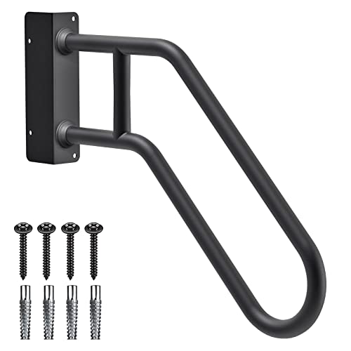 Seleware Heavy Duty 30" Handrails For Outdoor 1-4 Step, Non-Slip Door Jamb Corner Wall Mount Stair Hand Railing Grab Bars, U-Shape Safety Handle For Garage, Porch, Garden (Right Handed, Dia 1.3" Pipe) #TOP18
