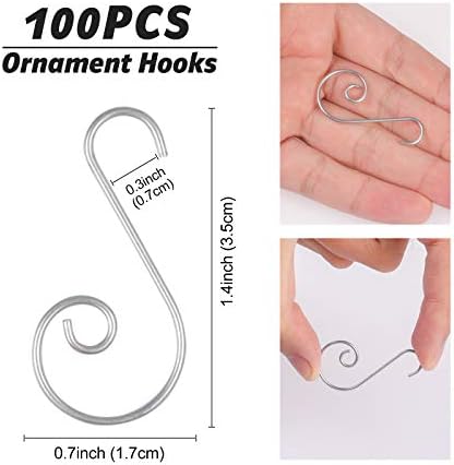 Ornament Hooks 100pcs, funvce Christmas Tree Bauble Hooks Stainless Steel Xmas Ornament S Hangers Perfect for Art Craft Decorations