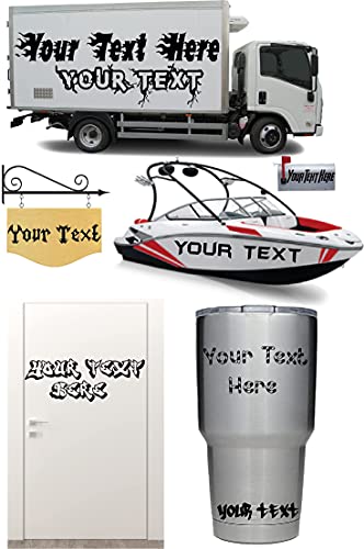 Custom Decal Text Name Sticker Compatible With Yeti Tumbler Cup, Laptop, Phones, Boats, Helmets, Bottles, Cars And Vehicles - Design Your Own Custom Vinyl Sticker - Custom Vinyl Lettering - Customized Vinyl Cut Decal #TOP2