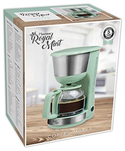 Bestron Kaffeemaschine mit Warmhalteplatte, Royal Mint, Für gemahlenen Filterkaffee, 10 Tassen, 1000 Watt, Mintgrün – Bild 6