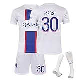 2023 Temporada Camiseta de fútbol, Paris Home/Away Camiseta Equipación de fútbol para niños Jersey De Entrenamiento Deportivo Jersey + Pantalones Cortos + Calcetines Conjunto imagen 6 Nr. 30 2XS