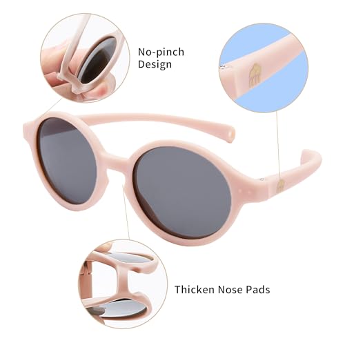 Kids Sunglasses, Colorful UV Protection Single-Pack with Carrying Pouch and Cleaning Cloth3