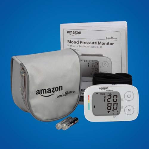 Amazon Basic Care Wrist Blood Pressure Monitor - Digital BP Monitor with Large Display and Intelligent Inflation Technology view 3