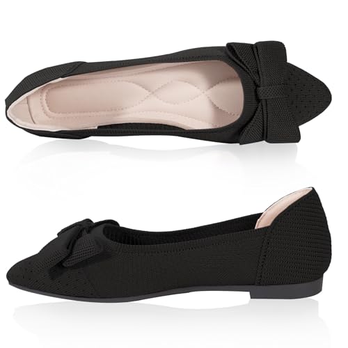 Women's Flats Shoes Pointed Toe Flats for Women Cute Bowknot Knit Breathable Comfortable Dressy Casual Slip On Ballet Flats for Walking Work Business3