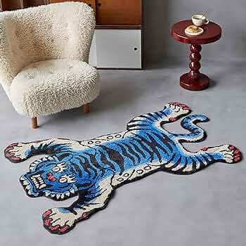 Tibetan Tiger Area Rug Tufted High Pile XLarge Indoor Machine Washable Carpet with Nonslip TPR Backing - Bedroom, Bathroom, Living & Dining Room Home Décor 2x5 2x6 2x8 3x5 3x7 (2x12 Runner)