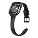 MARGE PLUS Compatible Apple Watch Band with Case 38mm 40mm Women, Slim Genuine Leather Watch Strap with Soft TPU Protective Case Replacement for iWatch Series 4 3 2 1, Black with Black Buckle