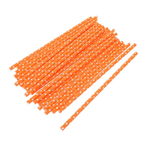 Pitillos de papel para beber, 100 unidades, naranja y rayas miniatura 1