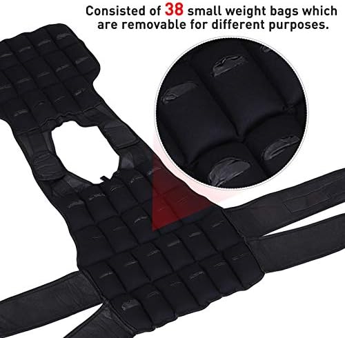 HOMCOM Men Or Women Waist Trainer Vest Adjustable Weighted w/ 38 Weight Bags Easy Use Cardio Running Fitness Black For Weight Loss Exercise Workout