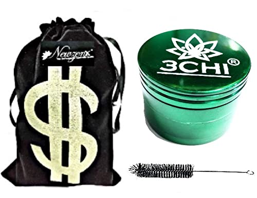 Newzenx Metal Herb Crusher (56mm/4 Part Grinder) 2.25 Inch Weed Crusher Included Velvet Pouch & Accessories-image-37