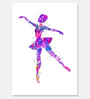Ballerina Women Player Sports Poster, Colorful Watercolor Print, Nursery Wall Art, Ballerina Art Print, Female Ballerina Gifts, Coach Gift, Kids Room Decor