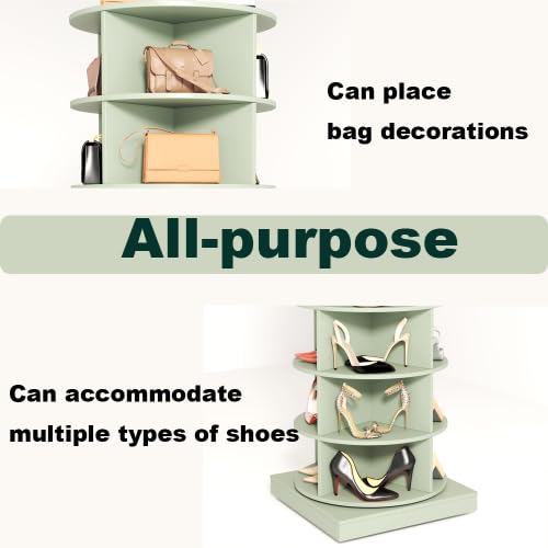 Image of HKLYRHIMO Rotating Storage Rack-American Design White-7-Tier Spinning Storage Rack,Free Standing 360 Revolving Shoe Organizer-for Bedroom,Livingroom,Hallway. (Green,6-Tier with Base)